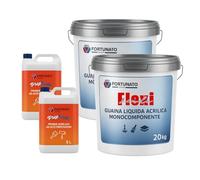 FORTUNATO Kit Impermeabilizzante PrepForte + FlexiScudo, Primer Acrilico e Guaina Liquida, Disponibile in Bianco e Grigio (20 kg + 5 L (Doppio), Guaina grigia)