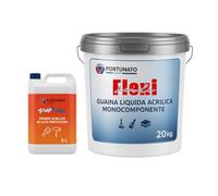 FORTUNATO Kit Impermeabilizzante PrepForte + FlexiScudo, Primer Acrilico e Guaina Liquida, Disponibile in Bianco e Grigio (20 kg + 5 L (Singolo), Guaina bianca)