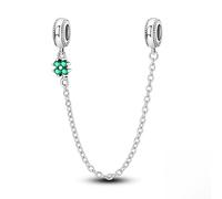 Fortunato Quattro - Foglia Trifoglio Catena di Sicurezza Fascino, 925 Argento Sterling Fascino Braccialetto Accessorio, Compatibile con Braccialetto Pandora Neckalce, Regalo per le Donne