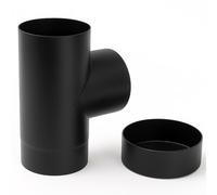 FORTUNATO Raccordo a T in Acciaio al Carbonio per Stufa a Pellet, con Tappo Ispezione, Nero Opaco, Diametri 150 mm / 180 mm (Ø 150 mm)