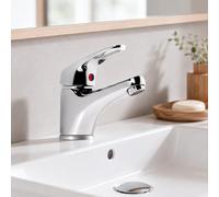 FORTUNATO Rubinetto Miscelatore Lavabo Monocomando Ottone Cromato Con Piletta Cartuccia da 40 mm