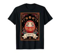 Fortune Daruma Lucky Doll Giappone Tarocchi Carta Witchy Moon Maglietta