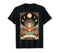 Fortune Daruma Lucky Doll Giappone Tarocchi Carta Witchy Moon Maglietta