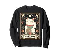 Fortune Maneki Neko Gatto Giapponese Tarocchi Lucky Witchy Felpa