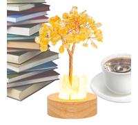 Fortune Tree Lamp - Crystal Night Light Ornament for Apartment, Bedroom Light with Decorative Glow, Craft Decoration for Living Room, Dorm, Office and Thanksgiving Gift, 2.36x5.51 inches