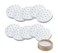 FortuneGlobe 100 fogli di carta perforata da 11.5 cm in bambù per cottura a vapore e vapore, 4.5 pollici di carta pergamena antiaderente come dim sum, carta friggitrice ad aria (100pcs 11.5cm)