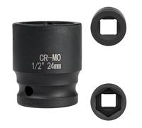 FortuneGlobe bussola 24 mm 1/2" 6 pannelli, bussola a urto 1/2 24 mm Acciaio Cromo-Molibdeno CR-MO(Black)