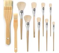 Fortunemee 10 PCS Assorted Size Paint Brush Gilding Brush Gold Leaf Goat Hair Duster Flat Hake Brush Sweep Mops for Watercolor, Wash, Ceramic Pottery Painting, Metallic Foil Flakes Art Crafts Supplies