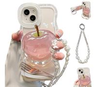 Forubom - Custodia rigida trasparente per iPhone, motivo con mele 3D, con cordino e doppio supporto, design con lenti all-inclusive, per iPhone 16-11 (supporto B, per iPhone16)