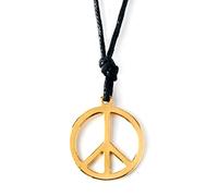 FORUBUS Collana con ciondolo a forma di segno di pace, stile hippie, simbolo della pace e dell'amore, collana in corda invecchiata per donne e uomini, Pelle, Resina