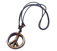 FORUBUS Collana con ciondolo a forma di segno di pace, stile hippie, simbolo della pace e dell'amore, collana in corda invecchiata per donne e uomini, Pelle Resina, Resina