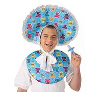 Forum Novelties Men's Big Baby Boy Deluxe Costume Accessory Bib and Bonnet Set, Blue, One size