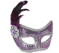 Forum Novelties Pink And Silver Sequin Costume Fashion Masquerade Mask with Feather One Size