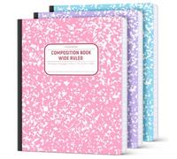 Forvencer Composition Notebook Wide Ruled, Lay Flat Wide Ruled Composition Book, Pastels Colors Notebook for School Supplies, Back to School for Students, 7.5" x 9.75", 160 Pages/ 80 Sheets, 3 Pack