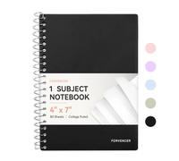 Forvencer Small Notebook, 6" x 9.5" Spiral Notebook College Ruled, 1 Subject, Perforated Pages, Sturdy Pocket Divider, 80 Sheets, Fights Ink Bleed, Water Resistant Cover, School Supplies