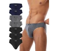 FORVEVO 7 Paia Slip Uomo Cotone, Mutande Elastico, Briefs Vita Bassa, Intimo Comfort, con Tasche, Traspiranti, Senza Etichetta(XL, Nero&Blu Navy&Grigio)