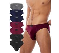 FORVEVO 7 Paia Slip Uomo Cotone, Mutande Elastico, Briefs Vita Bassa, Intimo Comfort, con Tasche, Traspiranti, Senza Etichetta(XXL, Nero&Rosso&Blu&Grigio)