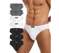 FORVEVO 7 Paia Slip Uomo Cotone, Mutande Elastico, Briefs Vita Bassa, Intimo Comfort, con Tasche, Traspiranti, Senza Etichetta(M, Nero&Bianco)