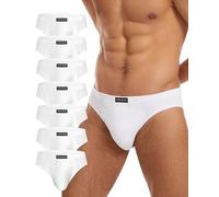 FORVEVO 7 Paia Slip Uomo Cotone, Mutande Traspiranti, Briefs Vita Bassa, Intimo Comfort, con Tasche, Elastico, Senza Etichetta (XL, Bianco)