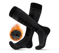 FORVEVO Calze da Sci da Uomo 43-46 in Lana Merino 2 Paia, Calze Calde, Traspiranti e Confortevoli,Calze Termiche Pesanti Adatte al Clima Freddo,Inverno all'Aperto, Snowboard(grigio scuro)