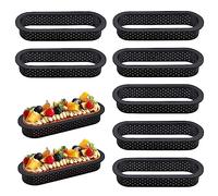 FORYNXHWIN 10 Pezzi Anello Crostata Forato, Mousse Torta Muffa Cottura Dessert Strumento di Decorazione Anello Torte Forato, Riutilizzabile Ovale da Plastica Perforato Cottura Accessori - Nero