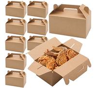 FORYNXHWIN 10 scatola di carta kraft, scatole regalo per cupcake in carta kraft marrone, scatola da asporto con manico per regali, torte, brownie, pane, dolcetti, pollo fritto (19 x 11 x 10cm)