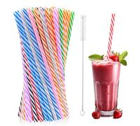 FORYNXHWIN 100 cannucce riutilizzabili, in plastica con spazzola, riutilizzabili, per tè al latte, frullati, succhi, bevande, cocktail