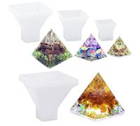 FORYNXHWIN 4 Pezzi Stampo in Silicone a Forma di Piramide, Stampo in Silicone per Resina a Forma di Piramide per Gioielli, Super Forma a Piramide per Artigianato in Resina, Gioielli in Silicone per
