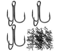 FORYNXHWIN Ami da Pesca, 50 Pezzi Ami da Pesca in Acciaio al Carbonio, Amo Pesca Tripla Punta, Ancorette Ganci da Pesca, Curvatura Classica Tonda, Super Affilato, Per la Pesca in Mare e in Acqua Dolce