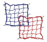 FORYNXHWIN Rete Ragno Elastica - 2 Pezzi Rete Casco per Moto con Ganci 40 x 40cm Rete per Bagagli per Moto Bicicletta (Blu&Rosso)
