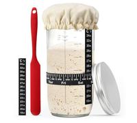 FORYNXHWIN Set di base per lievito naturale, 730 ml, con spatola e termometro, copertura e coperchio in metallo, accessori per la cottura della casa, vetro fermentato, contenitore in vetro