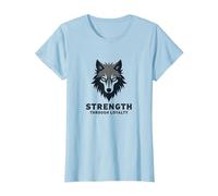 Forza Attraverso la LEALTÀ Wolf Pack Motto Maglietta, Donna, Celeste, XXL