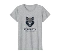 Forza Attraverso la LEALTÀ Wolf Pack Motto Maglietta, Donna, Grigio Melange, S