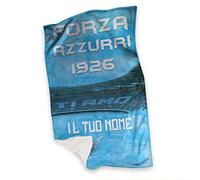 "Forza Azzurri" Plaid Personalizzato con Nome in Pile Idea Regalo Compleanno Natale Letto Caldo Divano Decorazione casa Amici Papà Nonno Tifosi Napoletani Napoli 1926 Calcio Pallone (100x180cm)