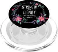 Forza e dignità sono i suoi proverbi di abbigliamento 31:25 PopSockets PopGrip per MagSafe