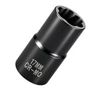 Forza estrattore per dadi sequestrati e danneggiati 1/2", 17 mm | Design antiscivolo per dado bloccato e arrotondato, funziona con chiave a percussione e trapano elettrico con interfacce da 1