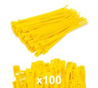 FORZA Fascette In Nylon Riutilizzabili [6 Colori] - Alta Qualità | Resistente Al Calore | Pacco Da 100 | Installazione Reti Sportive (Giallo)