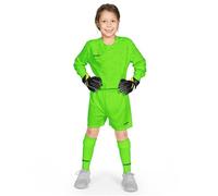 FORZA Kit Portiere A Manica Lunga per Bambini - Set Portiere di Calcio Traspirante E Traspirante - Include Maglietta, Pantaloncini E Calzettoni (Verde Fluorescente, 7-8 Anni)