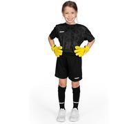 FORZA Kit Portiere A Maniche Corte per Bambini - Set Completo Unisex Junior con Maglia, Pantaloncini E Calze [5-14 Anni] | Leggero & Traspirante (Nero, 11-12 Anni)