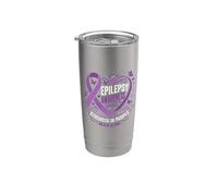 Forza nelle farfalle viola per la consapevolezza dell'epilessia Bicchiere termico in acciaio inox doppia parete