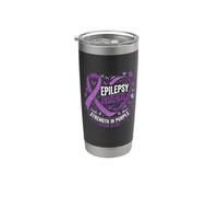 Forza nelle farfalle viola per la consapevolezza dell'epilessia Bicchiere termico in acciaio inox doppia parete