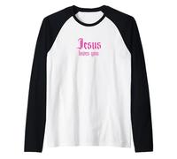 Forza per incoraggiarti nei momenti Difficili, Gesù Ti AMA Maglia con Maniche Raglan