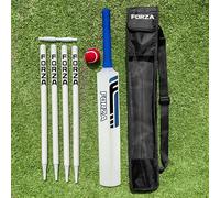 FORZA Set da cricket in legno - Mazza da cricket in salice in cashmere e palla da tennis, kit completo per cricket da giardino junior con ceppi, cauzione e borsa per il trasporto resistente, set di