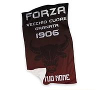 "Forza Vecchio Cuore Granata" Plaid Personalizzato con Nome in Pile Idea Regalo Compleanno Natale Letto Caldo Divano Decorazione casa Amici Papà Nonno Tifosi Torino Toro Calcio Pallone (70x100cm)