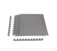 ForzaFit Tappetino puzzle da pavimento, in schiuma EVA, grigio, 120 x 120 cm, set con quattro pezzi con bordo, tappetino da gioco per bambini, tappetino da gioco per attrezzi sportivi