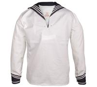 Forze Armate Maglia Marinaio Bianco 46-60 Camicia Bw di Bordo Con Collare Nuovo