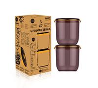 FOSA - Contenitore sottovuoto protetto dai raggi UV, set da 2 pezzi, per caffè in grano, tè, erbe e molto altro (2 contenitori rotondi (40 oz))