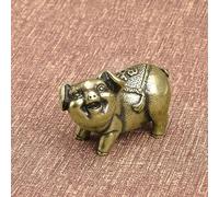 FOSANGPUSHI Decorazione in ottone, 4,7 x 3,1 cm, in ottone massiccio, per ufficio, casa, scrivania, segno zodiacale, maialino portafortuna, ornamento per raccogliere ricchezza tè e animali domestici