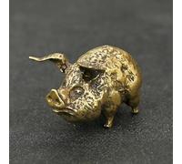 FOSANGPUSHI Statuette in ottone, decorazione per la casa, 4 x 2,8 x 2,8 cm, stile retrò, in rame, a forma di maiale dello zodiaco cinese, decorazione per la casa, in ottone antico, statuetta a forma