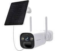Foscam BP4 - Telecamera di sorveglianza WiFi a batteria, 2 K 4 MP, con pannello solare ad alta efficienza, audio bidirezionale, visione notturna a colori, IP66, impermeabile